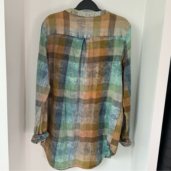 Anthropologie Isabella Sinclair Ruffled Plaid Henley Tunic Size Medium - Picture 2 of 6